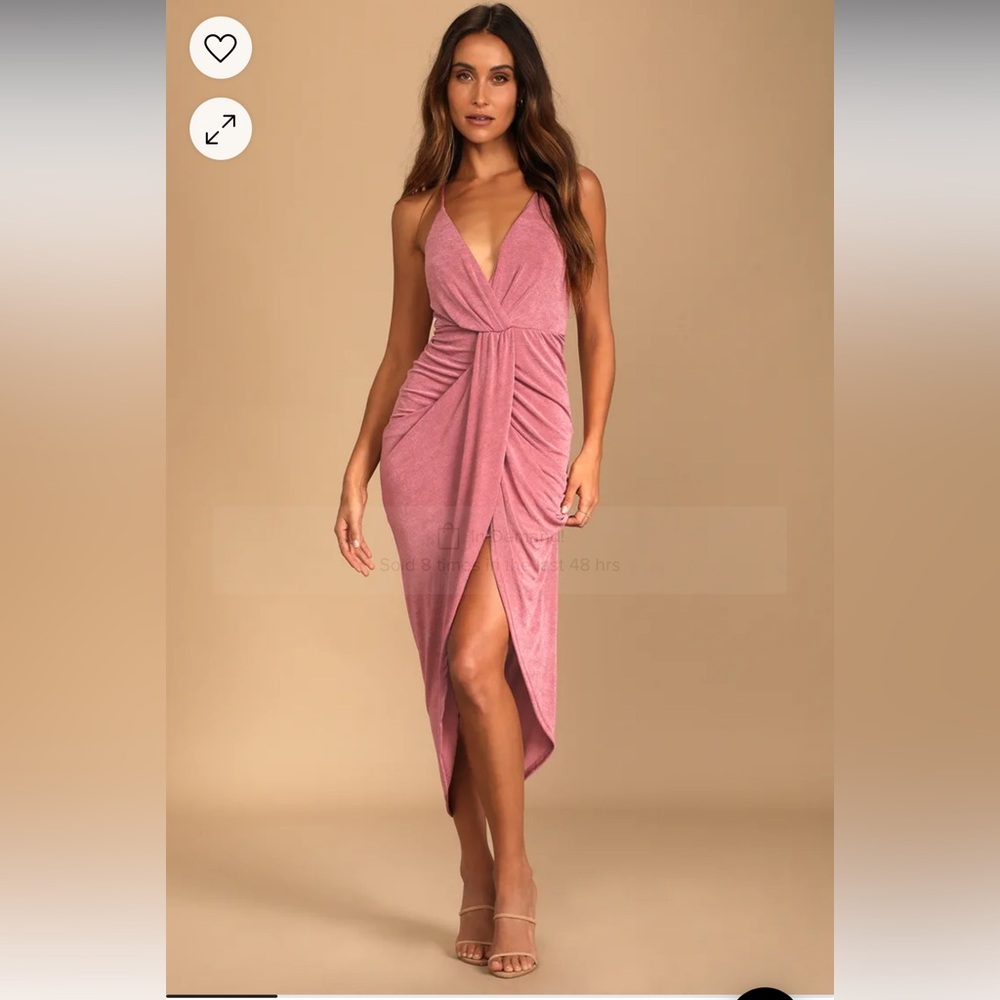 Lulus Dreamy Date Rose Pink Midi Dress